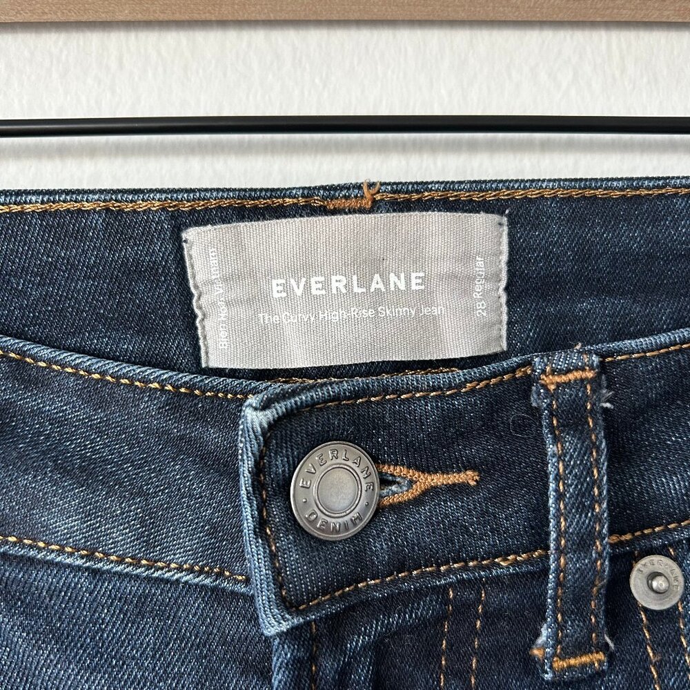 Everlane Curvy Skinny Jeans Women 28 Dark Wash High Rise - Picture 6 of 10